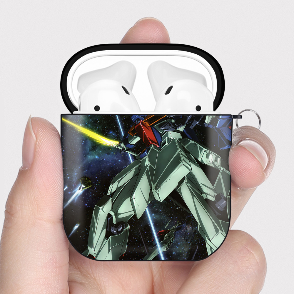 （画像用） 機動戦士ガンダム Mobile Suit Gundam AirPods 第2世代保護ケース ハードシェル ブラック 耐衝撃・防指紋・カラビナ付き