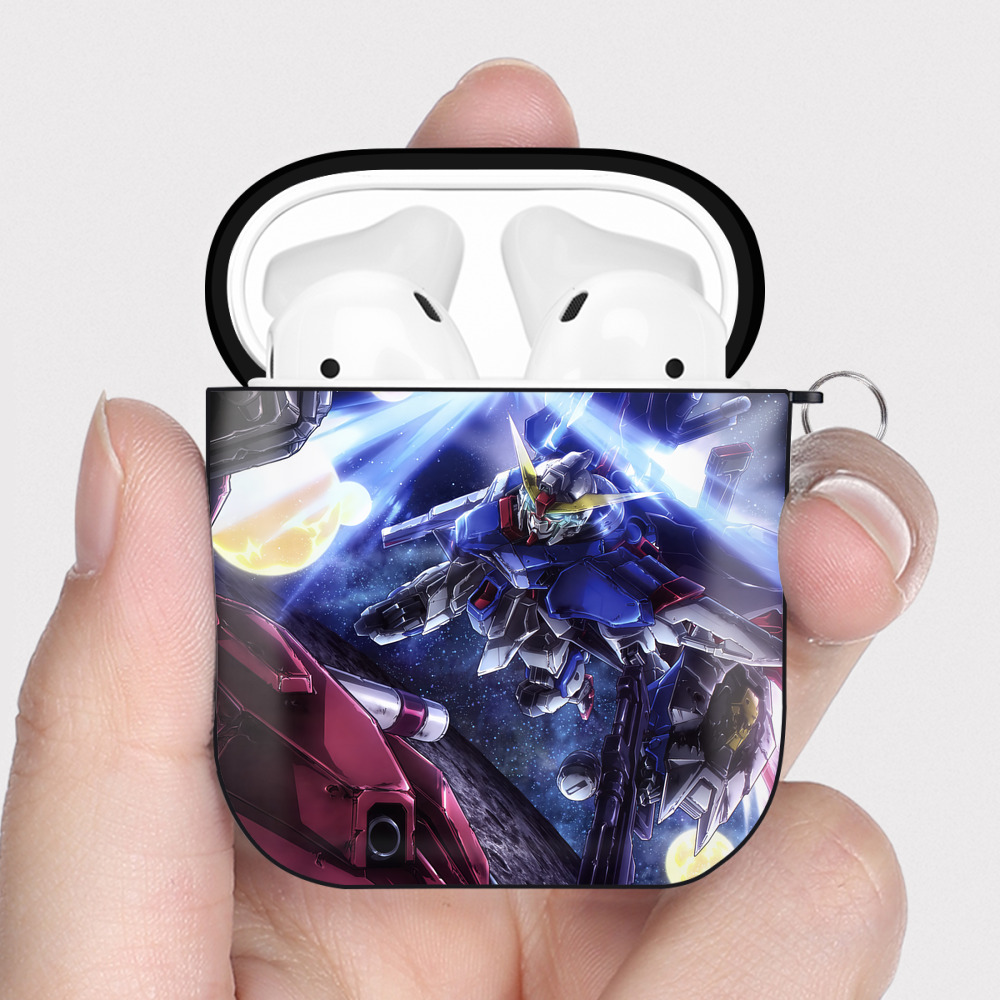 （画像用） 機動戦士ガンダム Mobile Suit Gundam AirPods 第2世代保護ケース ハードシェル ブラック 耐衝撃・防指紋・カラビナ付き