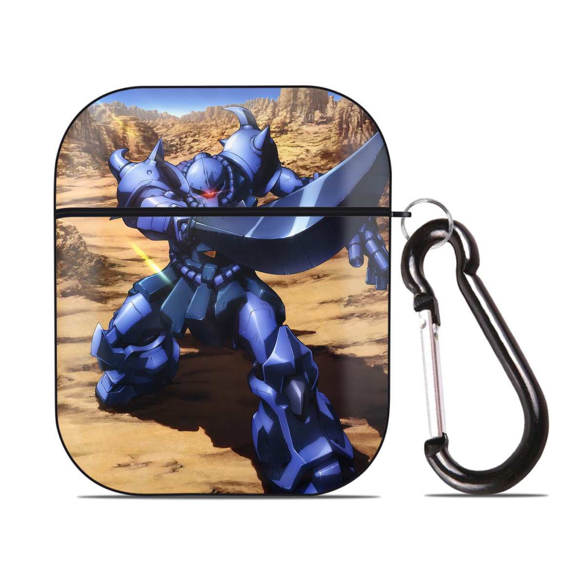 （画像用） 機動戦士ガンダム Mobile Suit Gundam AirPods 第2世代保護ケース ハードシェル ブラック 耐衝撃・防指紋・カラビナ付き