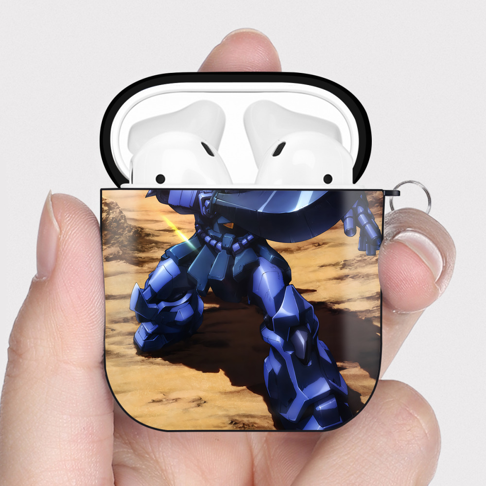 （画像用） 機動戦士ガンダム Mobile Suit Gundam AirPods 第2世代保護ケース ハードシェル ブラック 耐衝撃・防指紋・カラビナ付き