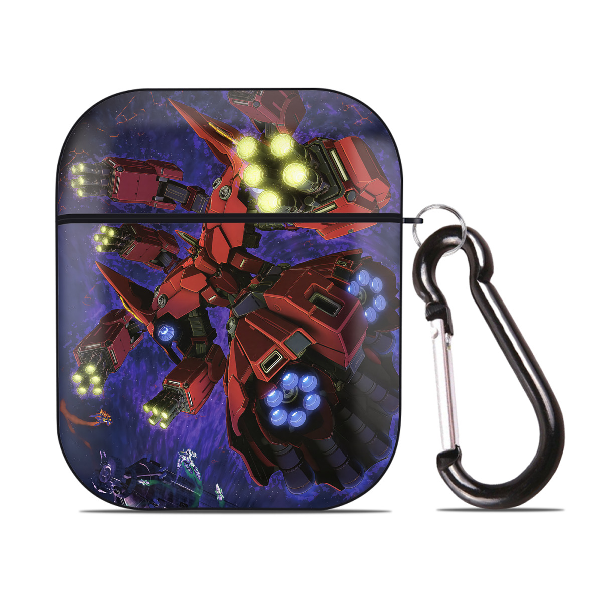 （画像用） 機動戦士ガンダム Mobile Suit Gundam AirPods 第2世代保護ケース ハードシェル ブラック 耐衝撃・防指紋・カラビナ付き