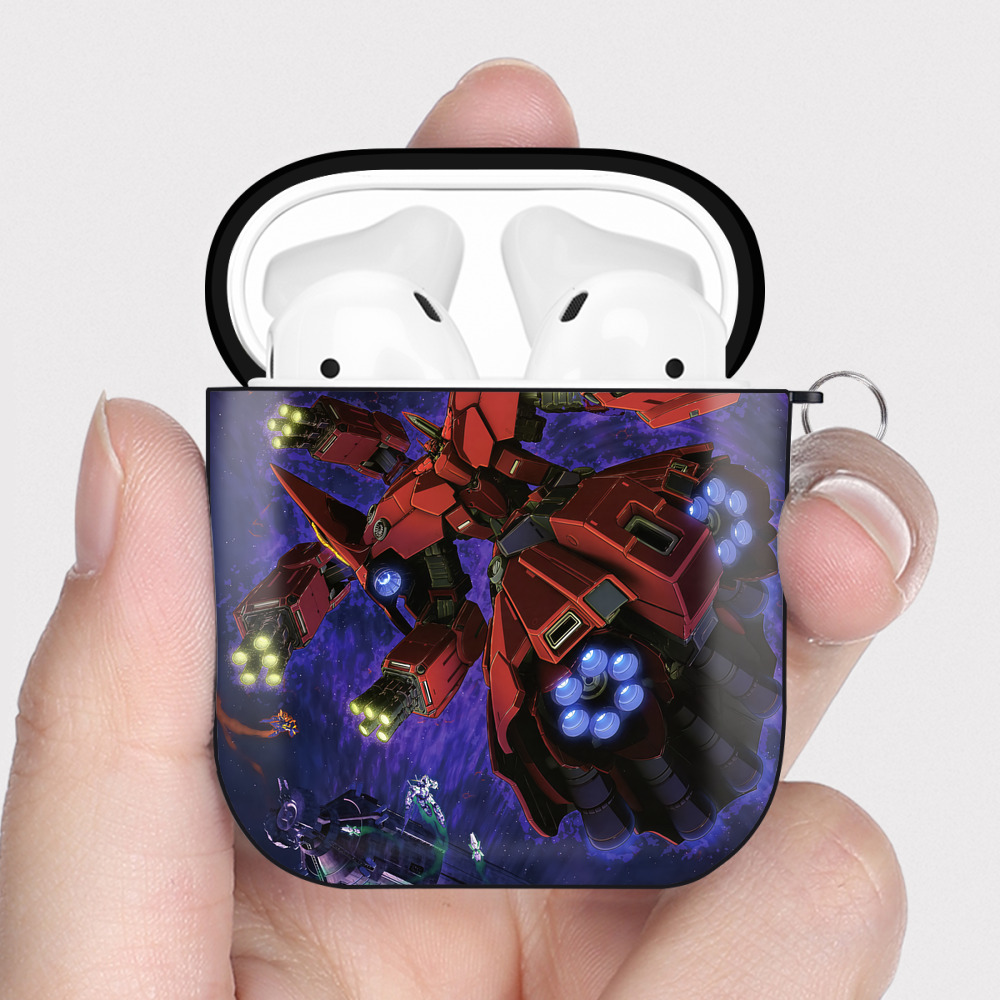 （画像用） 機動戦士ガンダム Mobile Suit Gundam AirPods 第2世代保護ケース ハードシェル ブラック 耐衝撃・防指紋・カラビナ付き