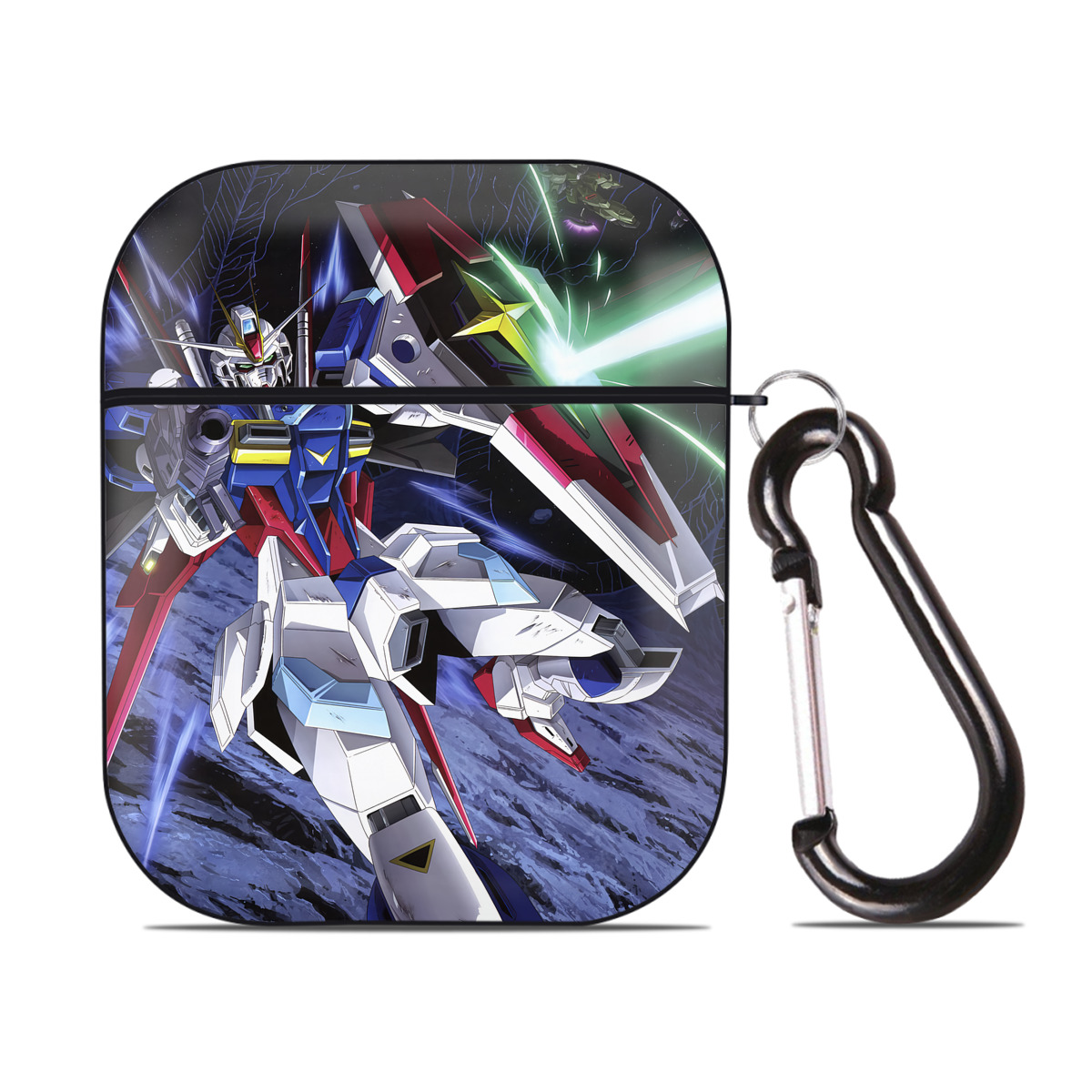 （画像用） 機動戦士ガンダム Mobile Suit Gundam AirPods 第2世代保護ケース ハードシェル ブラック 耐衝撃・防指紋・カラビナ付き