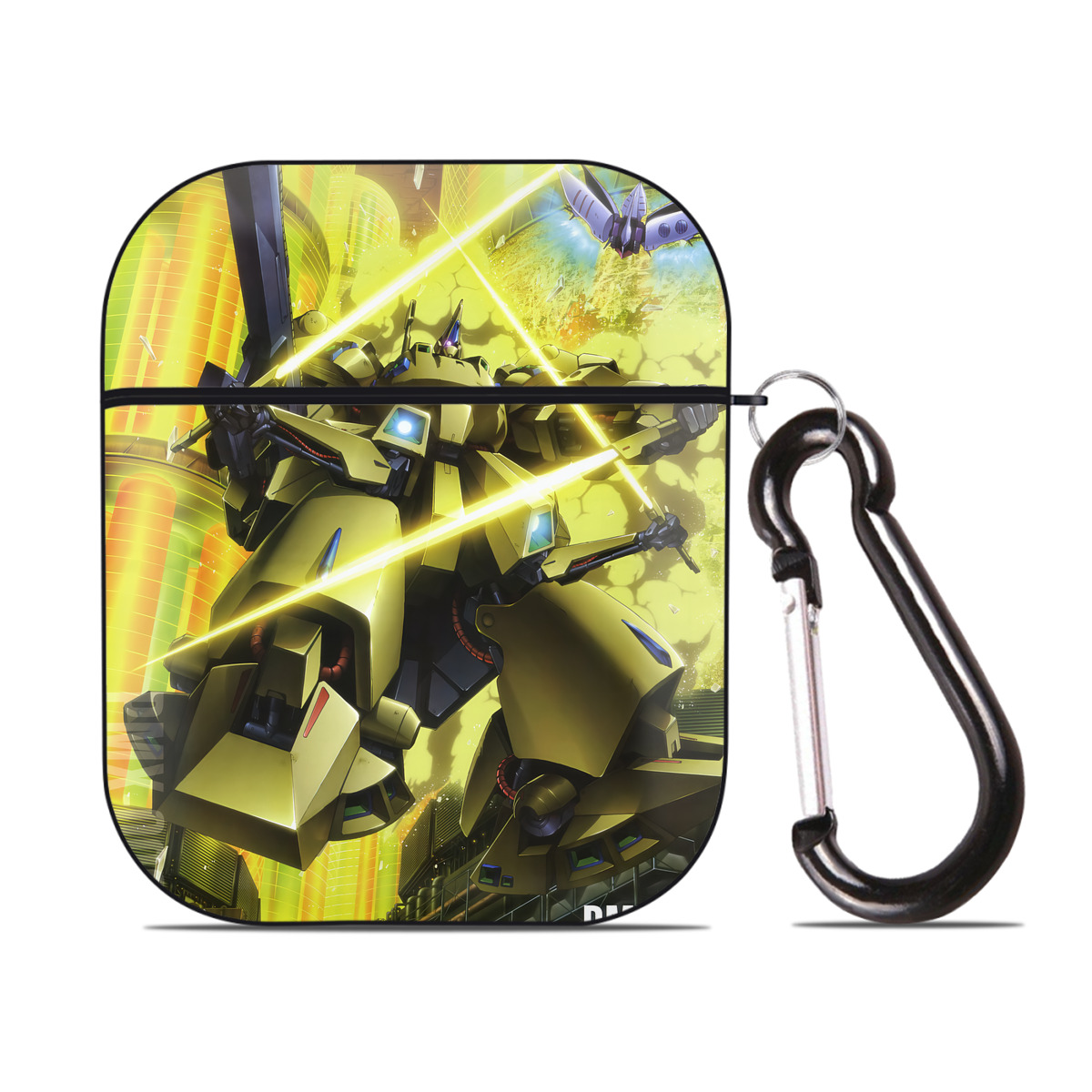 （画像用） 機動戦士ガンダム Mobile Suit Gundam AirPods 第2世代保護ケース ハードシェル ブラック 耐衝撃・防指紋・カラビナ付き