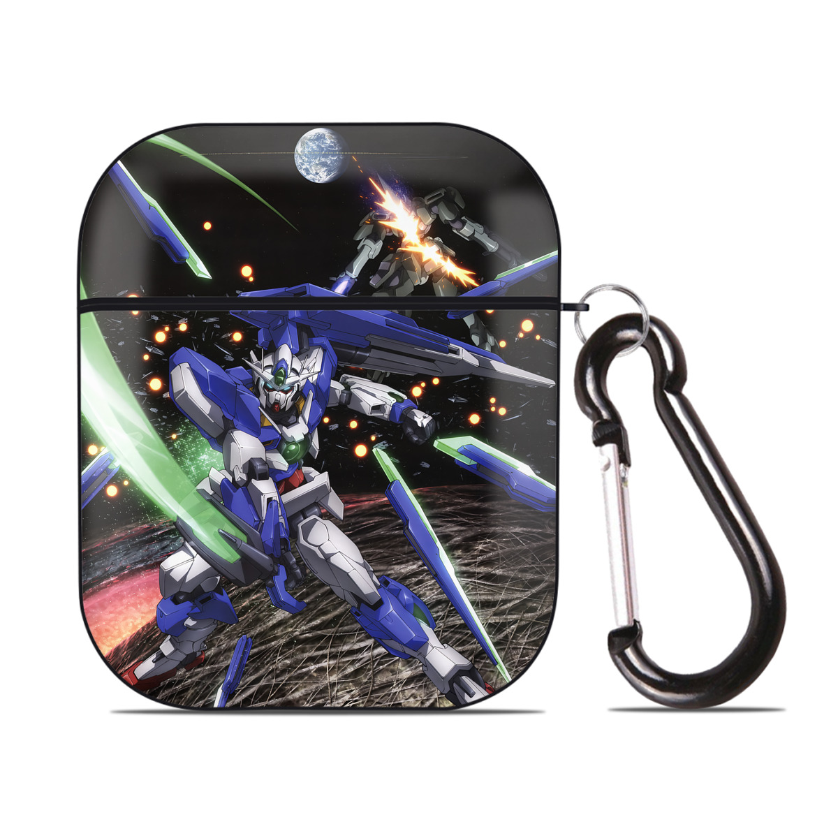 （画像用） 機動戦士ガンダム Mobile Suit Gundam AirPods 第2世代保護ケース ハードシェル ブラック 耐衝撃・防指紋・カラビナ付き