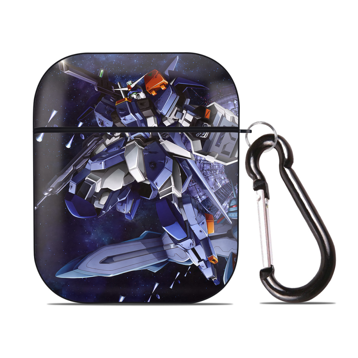 （画像用） 機動戦士ガンダム Mobile Suit Gundam AirPods 第2世代保護ケース ハードシェル ブラック 耐衝撃・防指紋・カラビナ付き