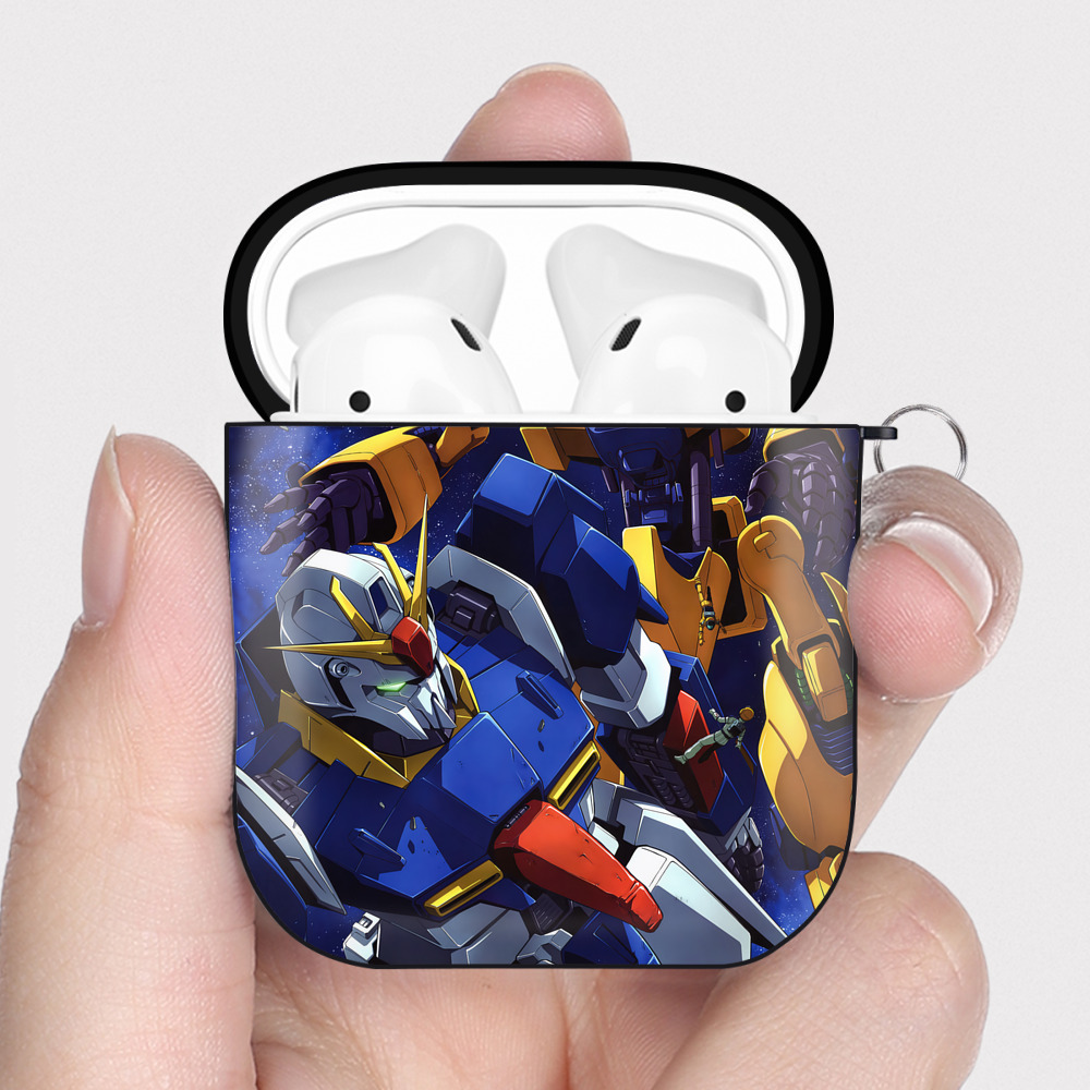 （画像用） 機動戦士ガンダム Mobile Suit Gundam AirPods 第2世代保護ケース ハードシェル ブラック 耐衝撃・防指紋・カラビナ付き