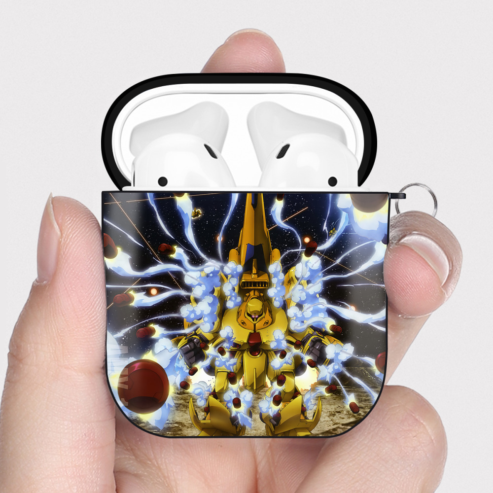 （画像用） 機動戦士ガンダム Mobile Suit Gundam AirPods 第2世代保護ケース ハードシェル ブラック 耐衝撃・防指紋・カラビナ付き
