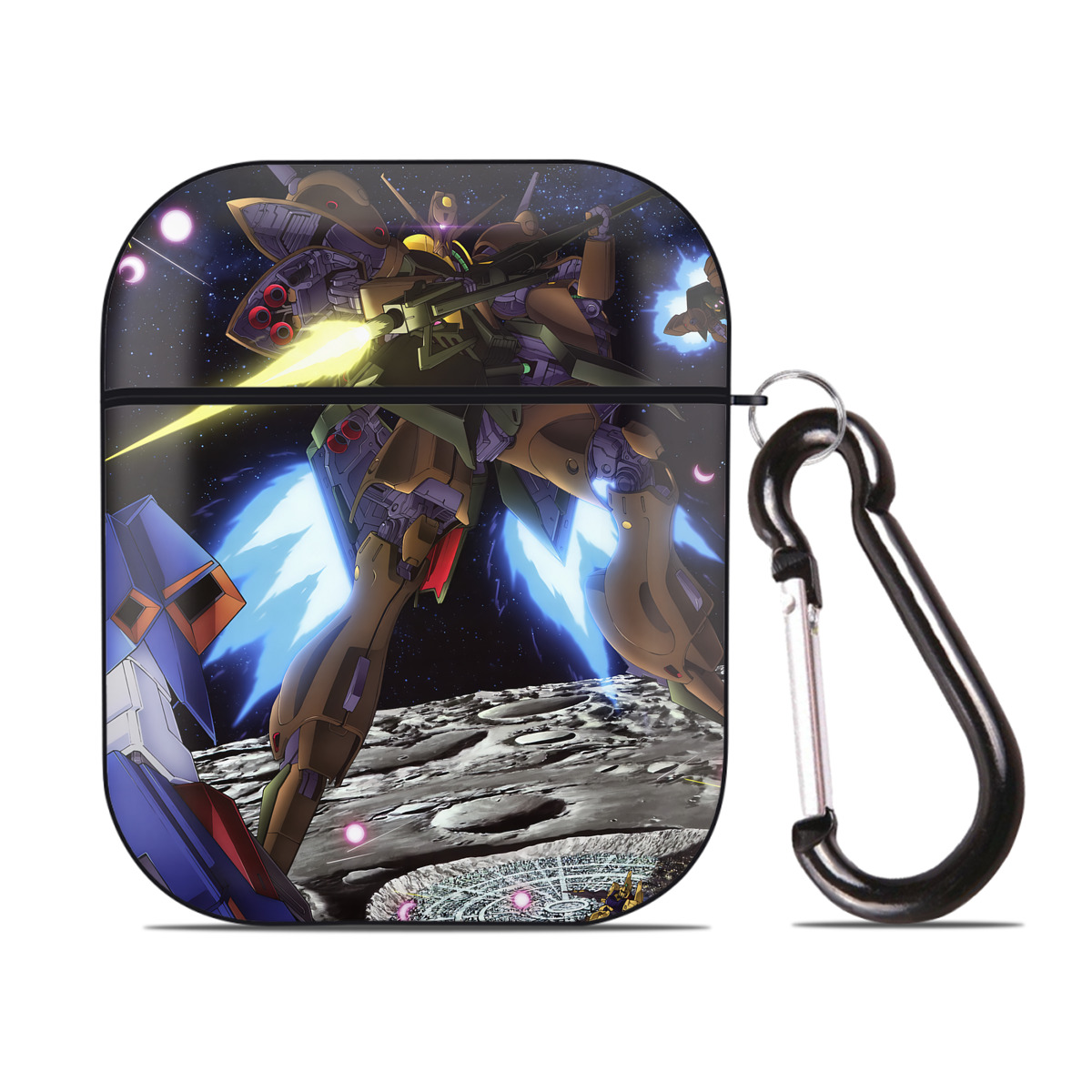 （画像用） 機動戦士ガンダム Mobile Suit Gundam AirPods 第2世代保護ケース ハードシェル ブラック 耐衝撃・防指紋・カラビナ付き