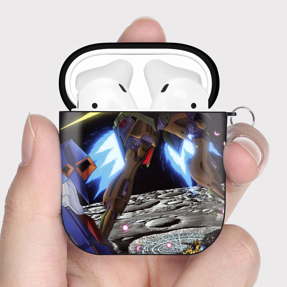 （画像用） 機動戦士ガンダム Mobile Suit Gundam AirPods 第2世代保護ケース ハードシェル ブラック 耐衝撃・防指紋・カラビナ付き