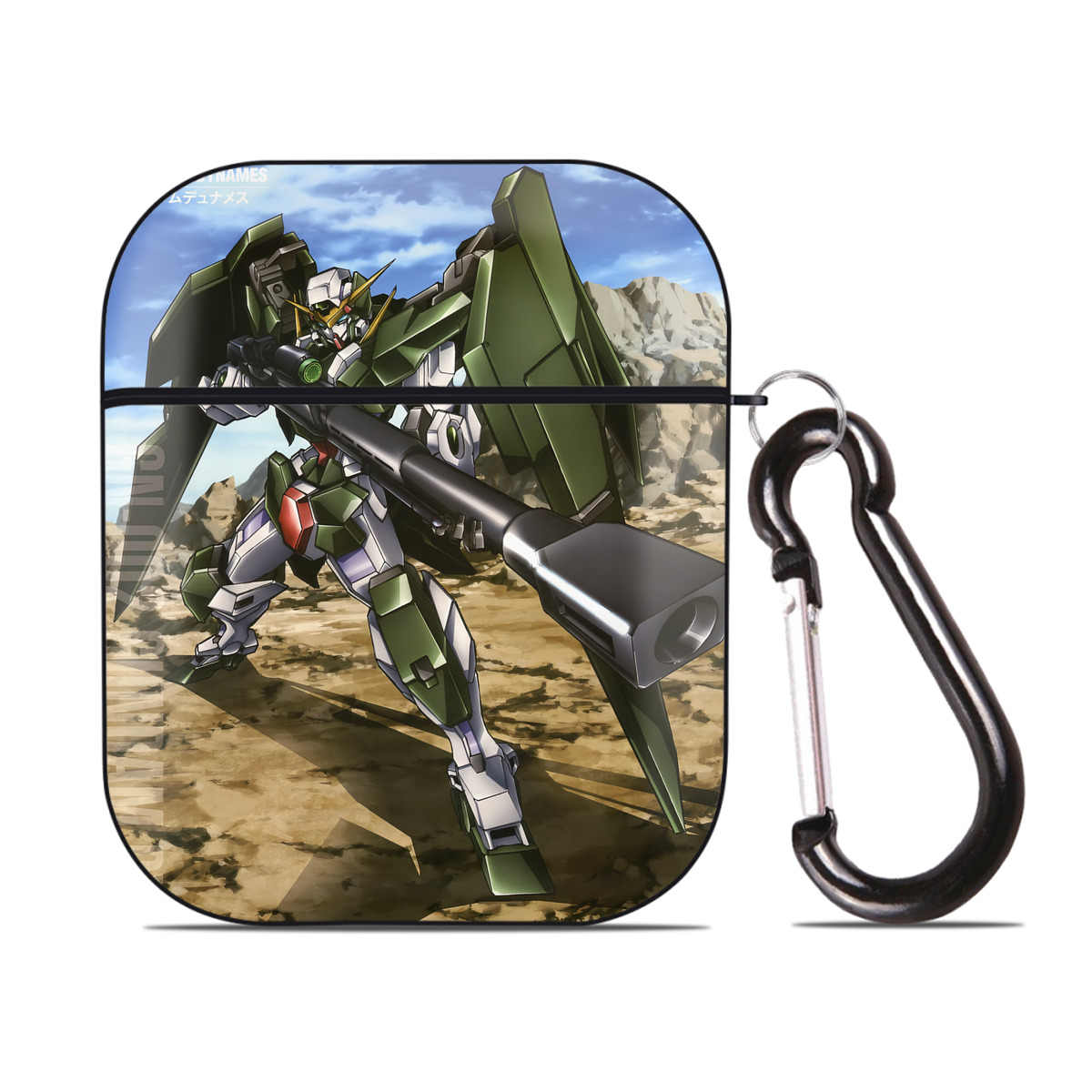 （画像用） 機動戦士ガンダム Mobile Suit Gundam AirPods 第2世代保護ケース ハードシェル ブラック 耐衝撃・防指紋・カラビナ付き
