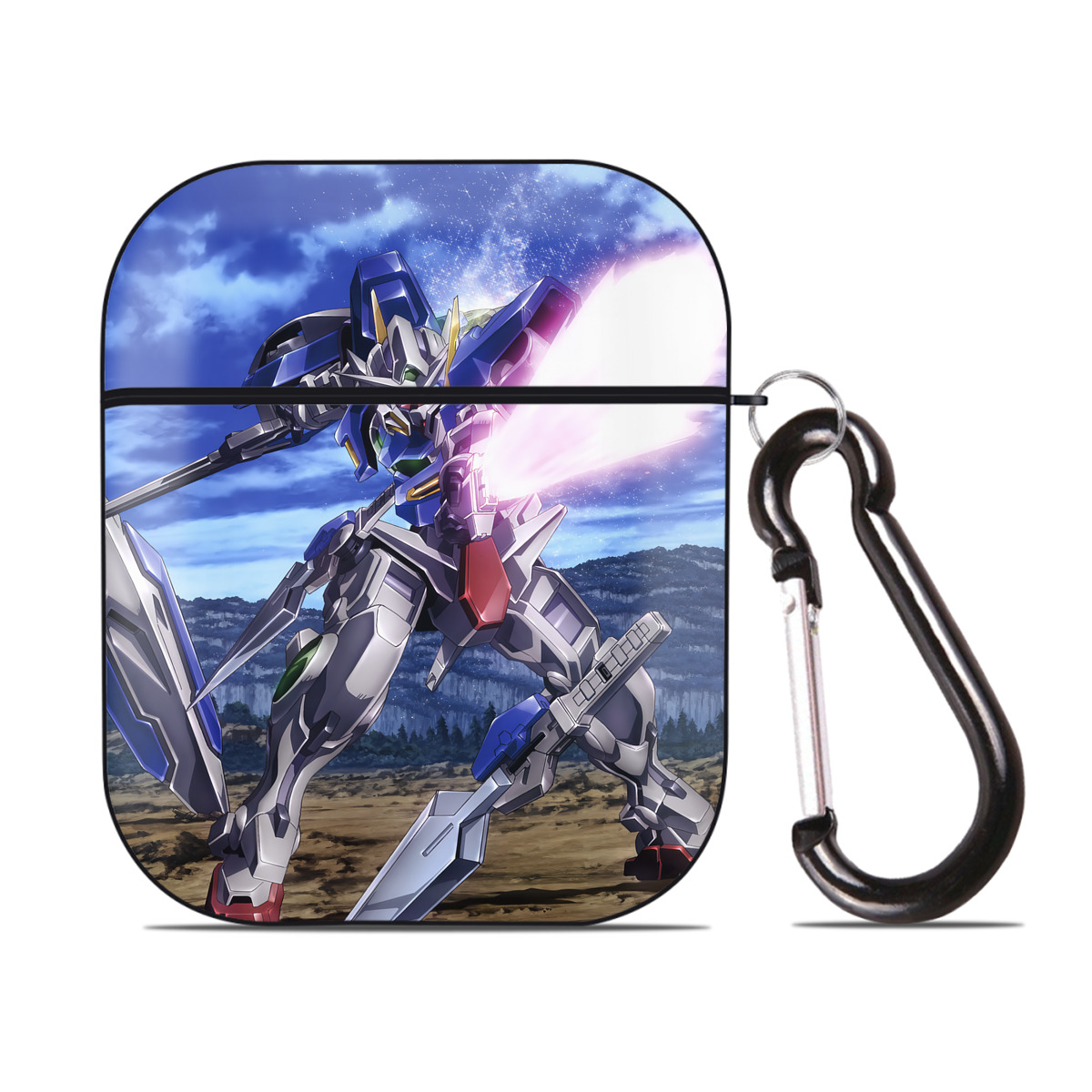 （画像用） 機動戦士ガンダム Mobile Suit Gundam AirPods 第2世代保護ケース ハードシェル ブラック 耐衝撃・防指紋・カラビナ付き