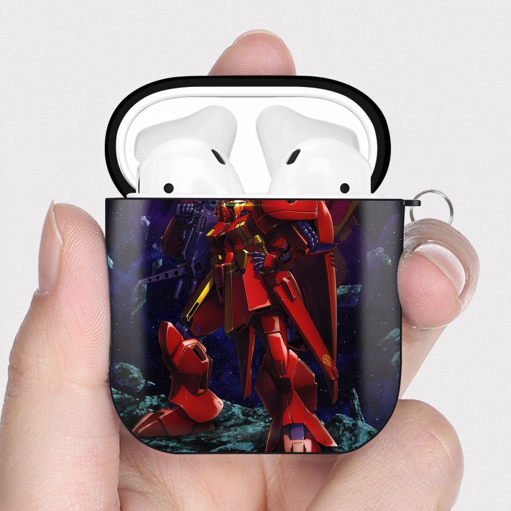 （画像用） 機動戦士ガンダム Mobile Suit Gundam AirPods 第2世代保護ケース ハードシェル ブラック 耐衝撃・防指紋・カラビナ付き