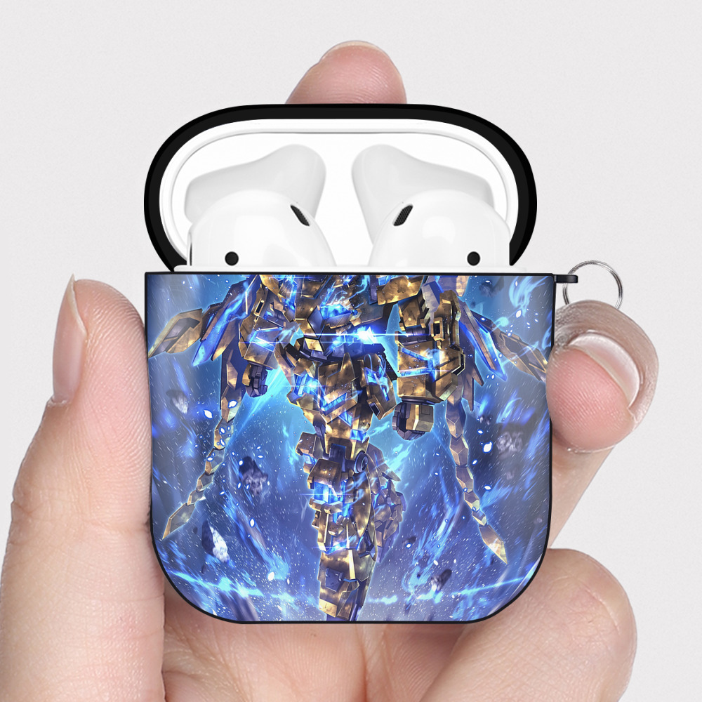 （画像用） 機動戦士ガンダム Mobile Suit Gundam AirPods 第2世代保護ケース ハードシェル ブラック 耐衝撃・防指紋・カラビナ付き