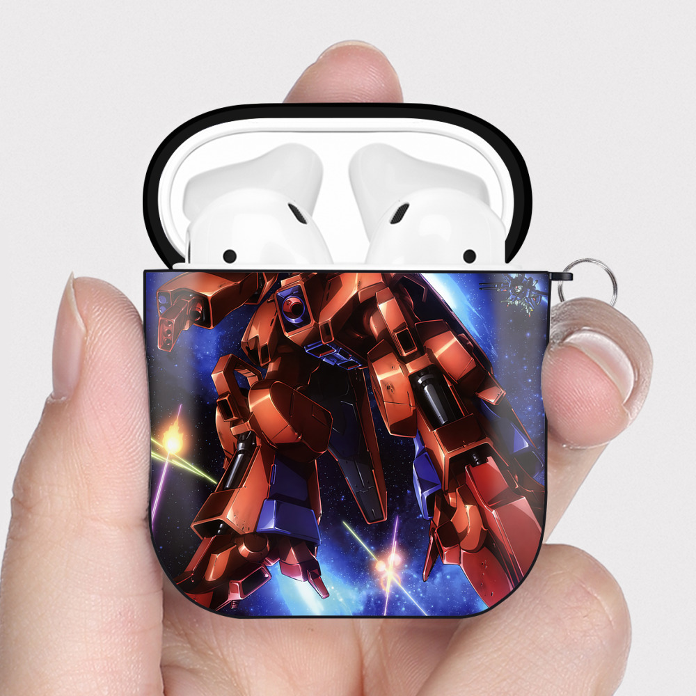 （画像用） 機動戦士ガンダム Mobile Suit Gundam AirPods 第2世代保護ケース ハードシェル ブラック 耐衝撃・防指紋・カラビナ付き