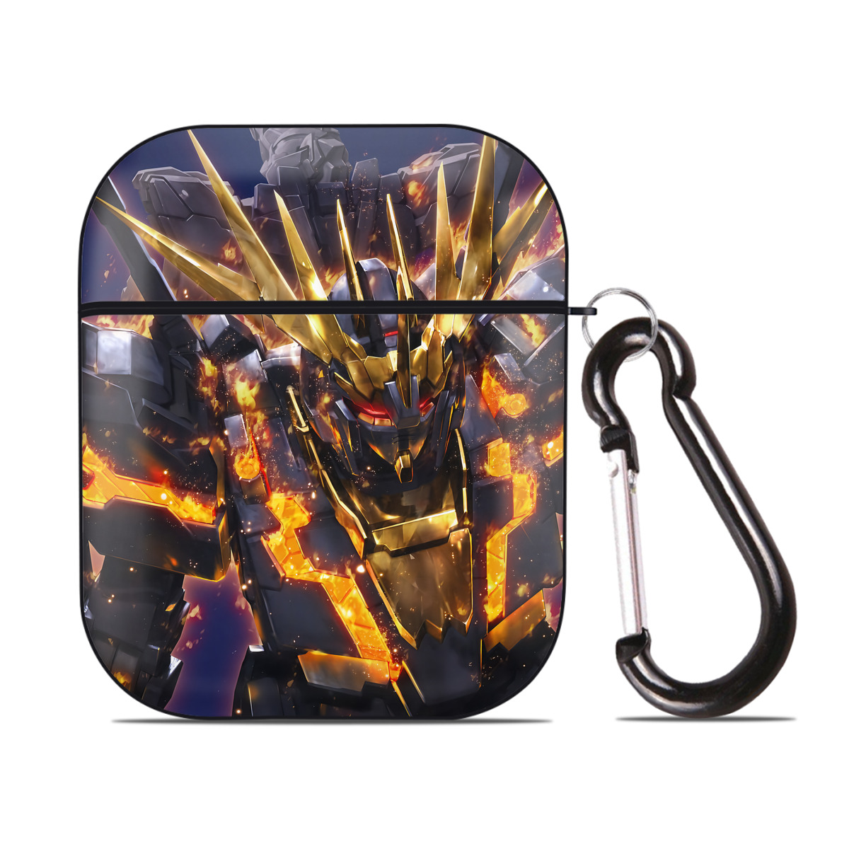 （画像用） 機動戦士ガンダム Mobile Suit Gundam AirPods 第2世代保護ケース ハードシェル ブラック 耐衝撃・防指紋・カラビナ付き