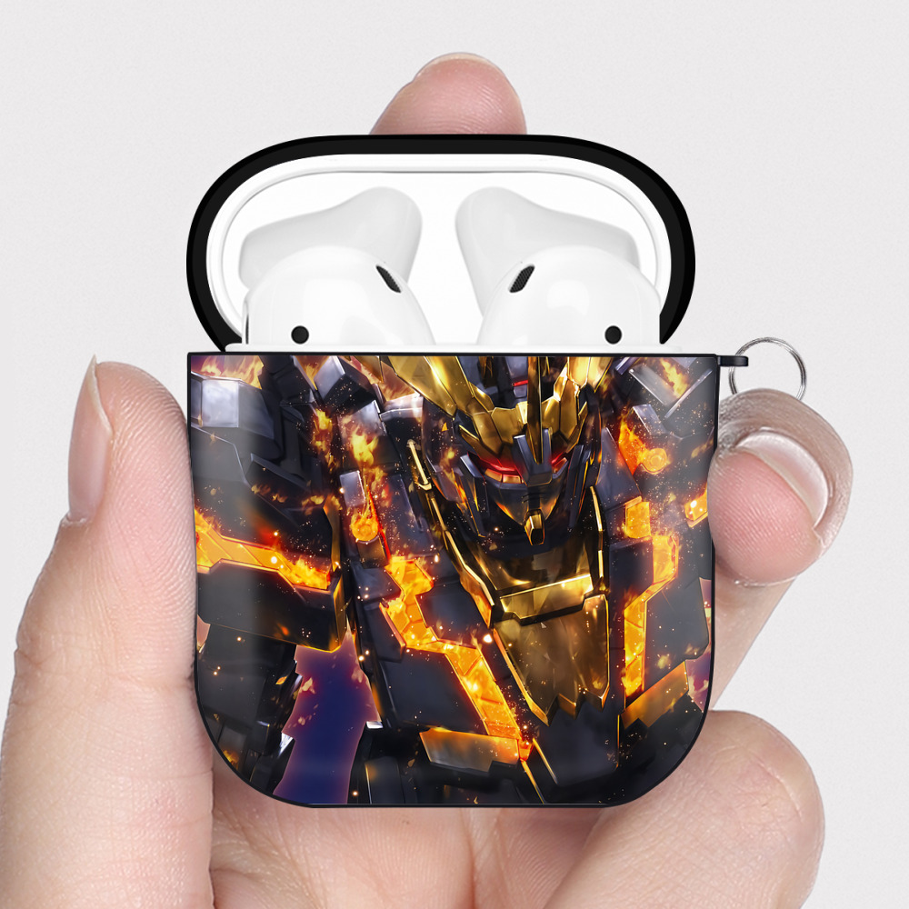 （画像用） 機動戦士ガンダム Mobile Suit Gundam AirPods 第2世代保護ケース ハードシェル ブラック 耐衝撃・防指紋・カラビナ付き