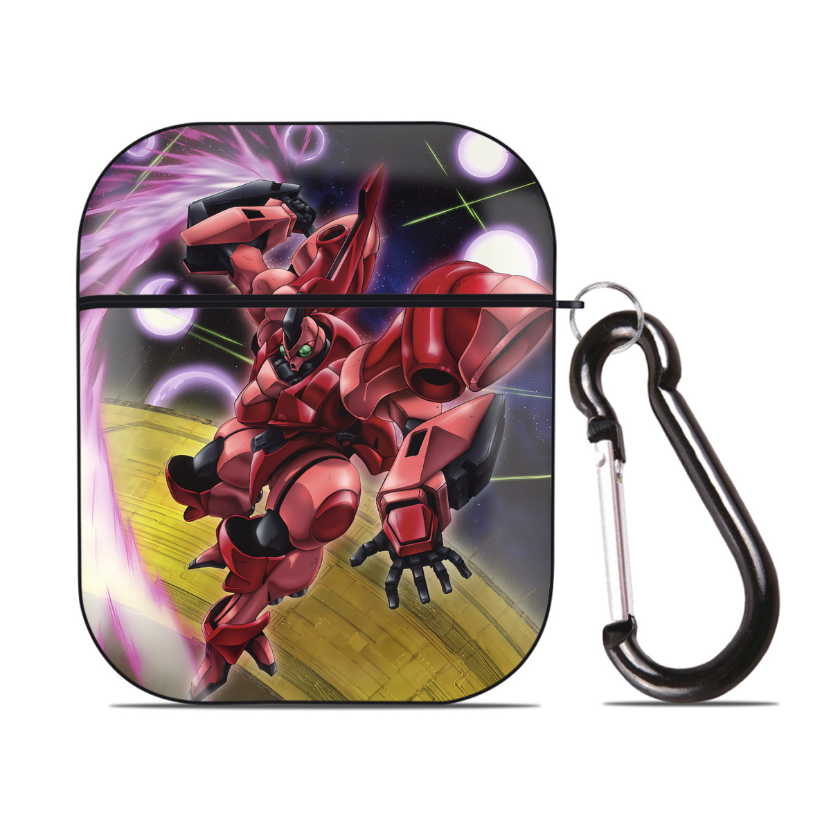 （画像用） 機動戦士ガンダム Mobile Suit Gundam AirPods 第2世代保護ケース ハードシェル ブラック 耐衝撃・防指紋・カラビナ付き