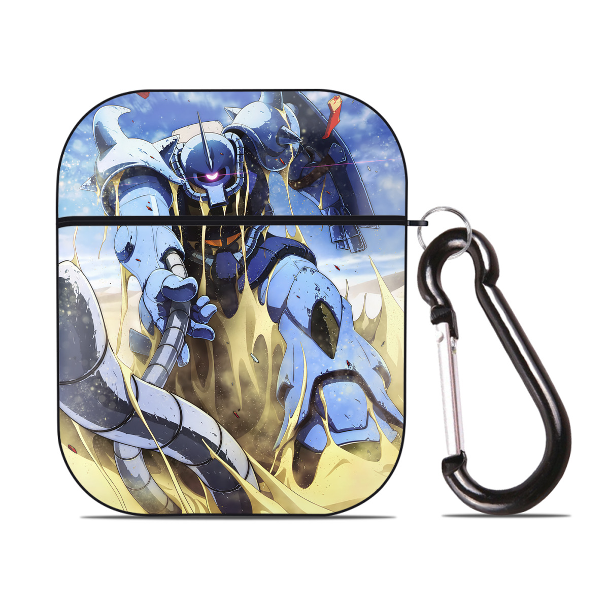 （画像用） 機動戦士ガンダム Mobile Suit Gundam AirPods 第2世代保護ケース ハードシェル ブラック 耐衝撃・防指紋・カラビナ付き