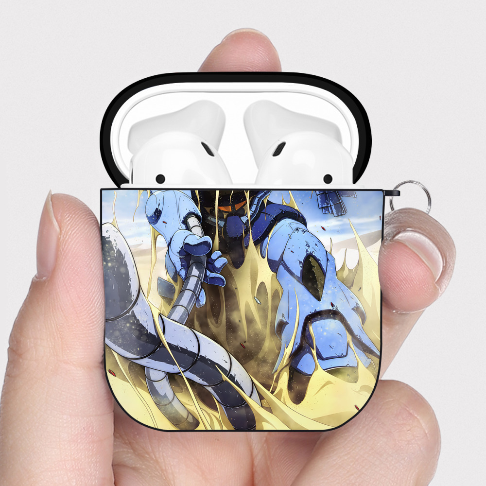 （画像用） 機動戦士ガンダム Mobile Suit Gundam AirPods 第2世代保護ケース ハードシェル ブラック 耐衝撃・防指紋・カラビナ付き