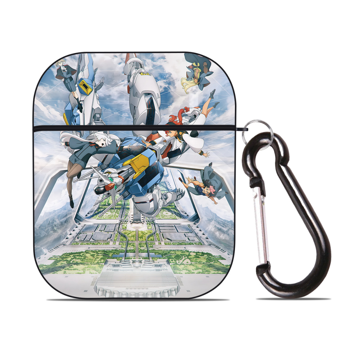 （画像用） 機動戦士ガンダム Mobile Suit Gundam AirPods 第2世代保護ケース ハードシェル ブラック 耐衝撃・防指紋・カラビナ付き