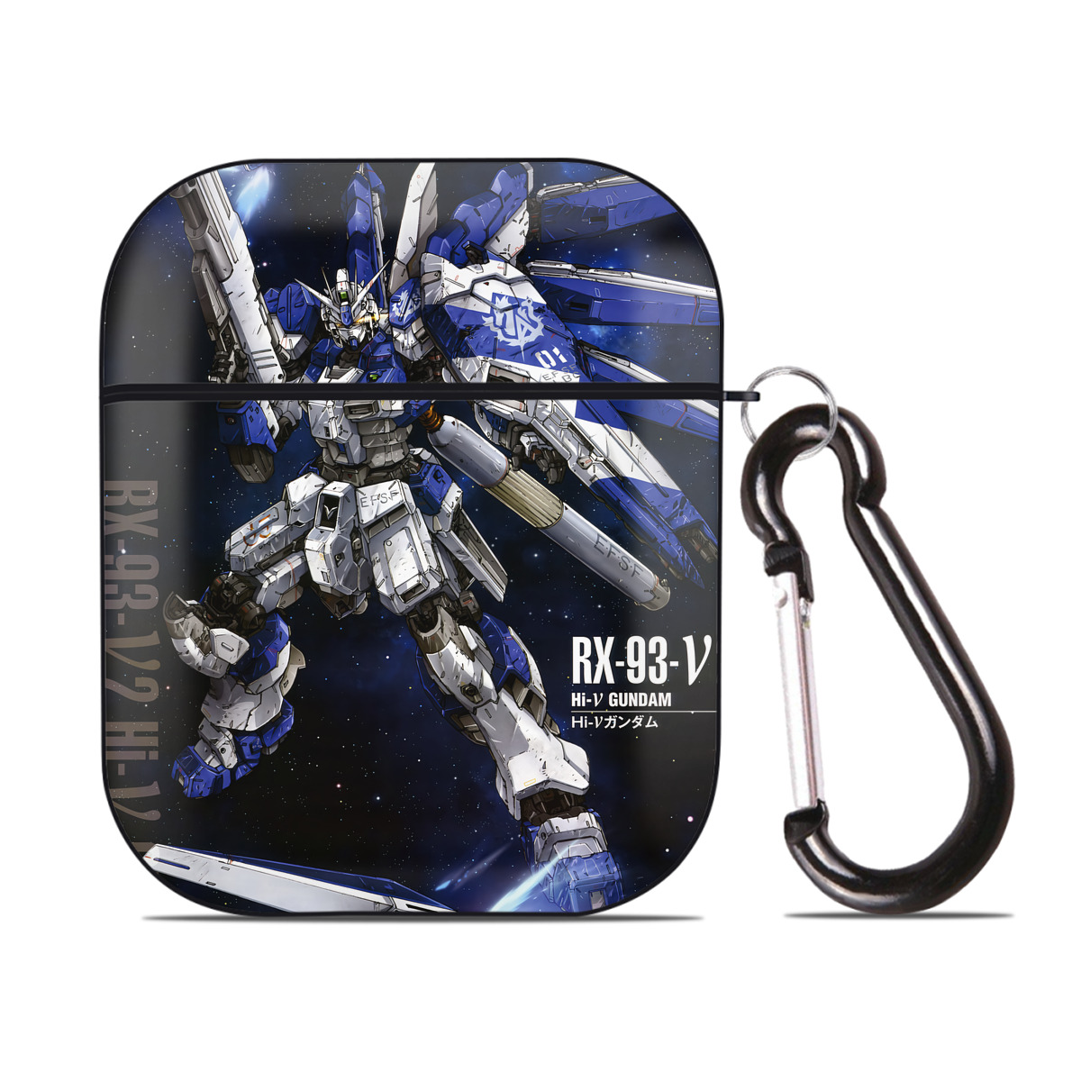 （画像用） 機動戦士ガンダム Mobile Suit Gundam AirPods 第2世代保護ケース ハードシェル ブラック 耐衝撃・防指紋・カラビナ付き