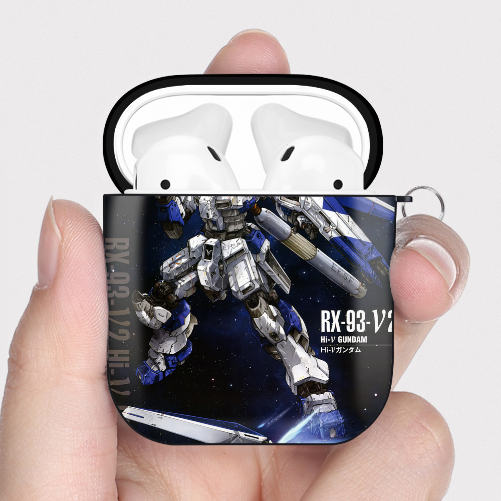 （画像用） 機動戦士ガンダム Mobile Suit Gundam AirPods 第2世代保護ケース ハードシェル ブラック 耐衝撃・防指紋・カラビナ付き