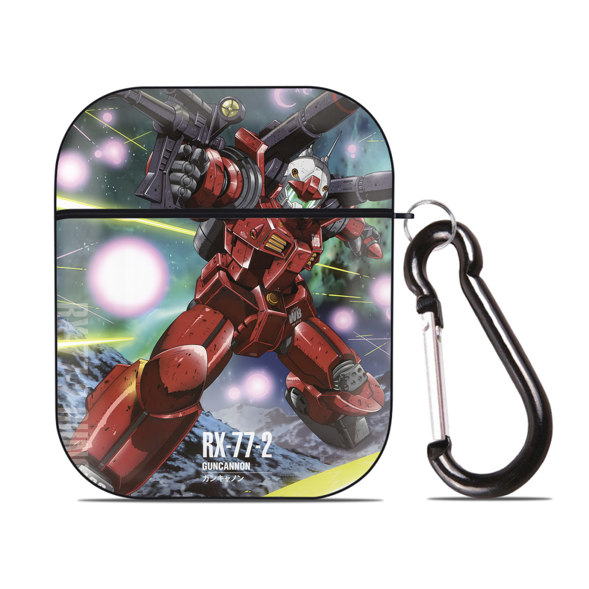 （画像用） 機動戦士ガンダム Mobile Suit Gundam AirPods 第2世代保護ケース ハードシェル ブラック 耐衝撃・防指紋・カラビナ付き