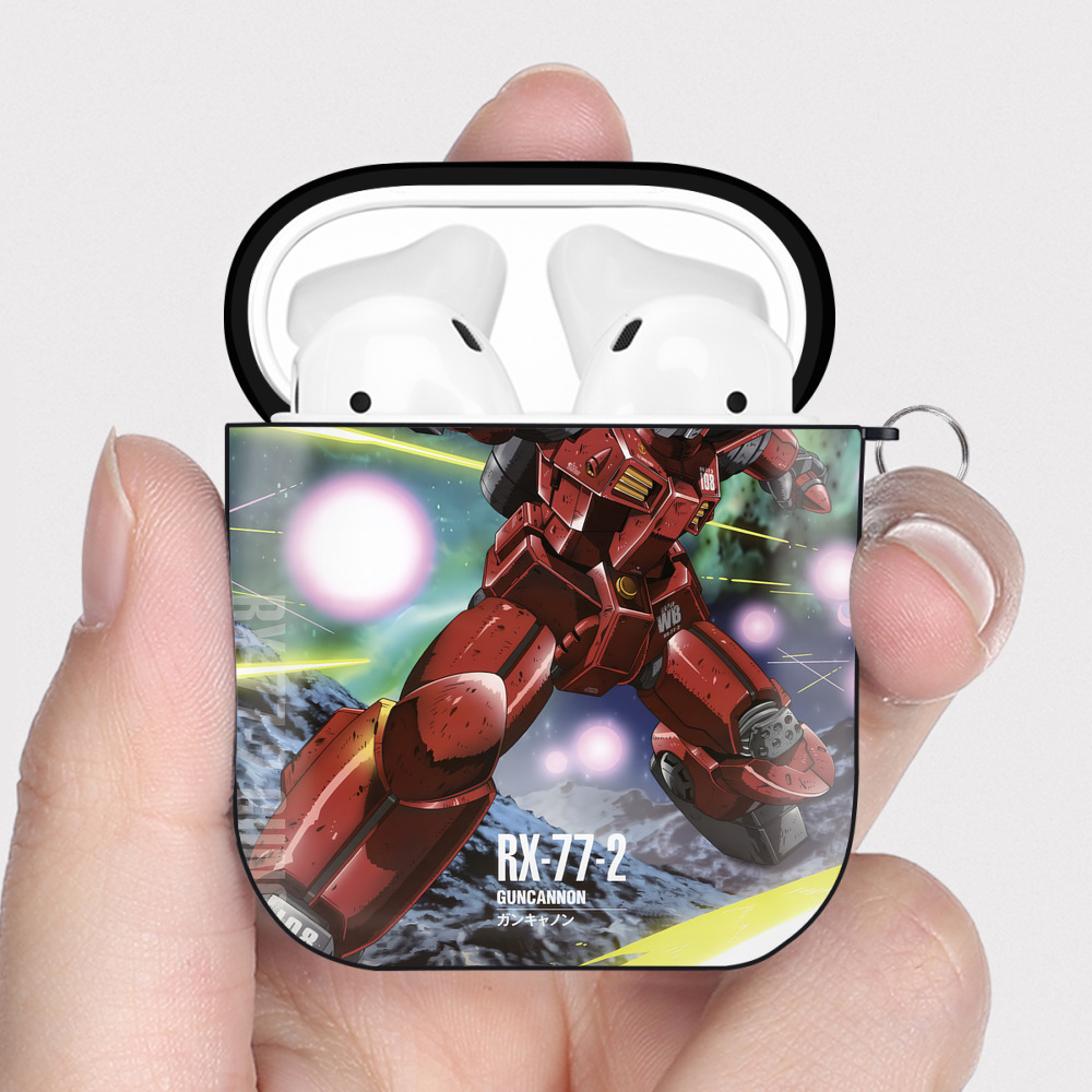 （画像用） 機動戦士ガンダム Mobile Suit Gundam AirPods 第2世代保護ケース ハードシェル ブラック 耐衝撃・防指紋・カラビナ付き