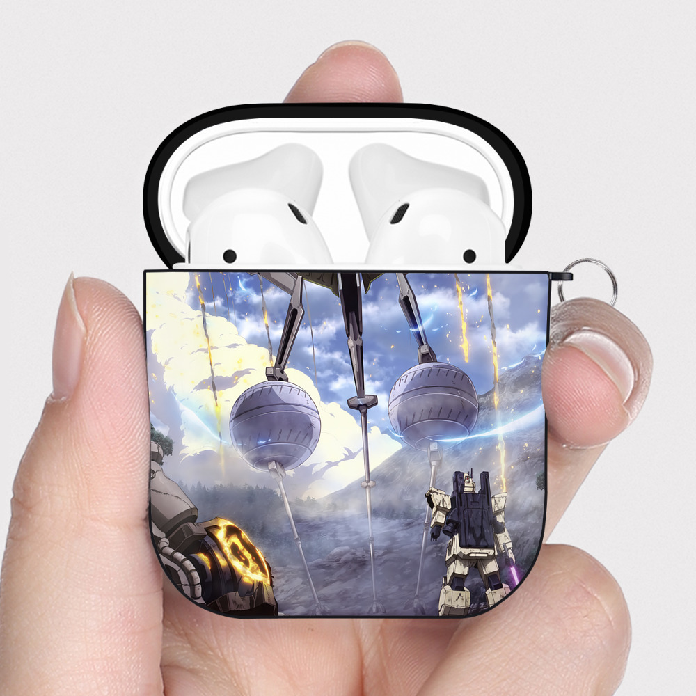 （画像用） 機動戦士ガンダム Mobile Suit Gundam AirPods 第2世代保護ケース ハードシェル ブラック 耐衝撃・防指紋・カラビナ付き