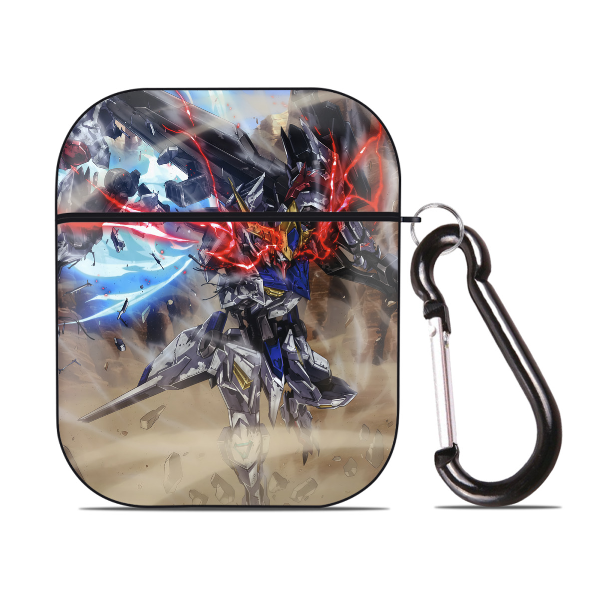 （画像用） 機動戦士ガンダム Mobile Suit Gundam AirPods 第2世代保護ケース ハードシェル ブラック 耐衝撃・防指紋・カラビナ付き