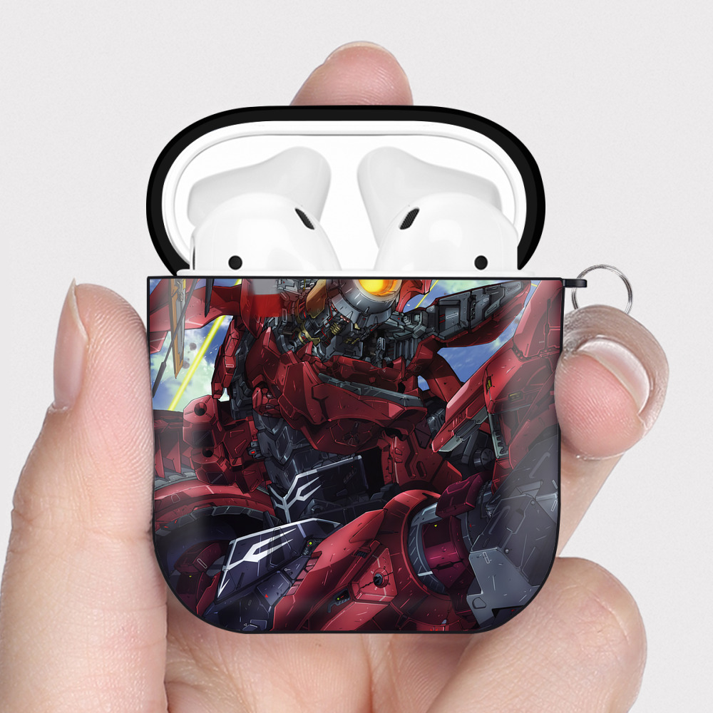 （画像用） 機動戦士ガンダム Mobile Suit Gundam AirPods 第2世代保護ケース ハードシェル ブラック 耐衝撃・防指紋・カラビナ付き