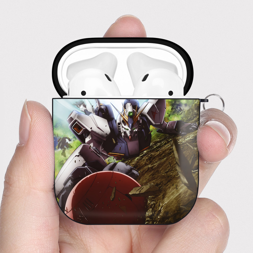 （画像用） 機動戦士ガンダム Mobile Suit Gundam AirPods 第2世代保護ケース ハードシェル ブラック 耐衝撃・防指紋・カラビナ付き