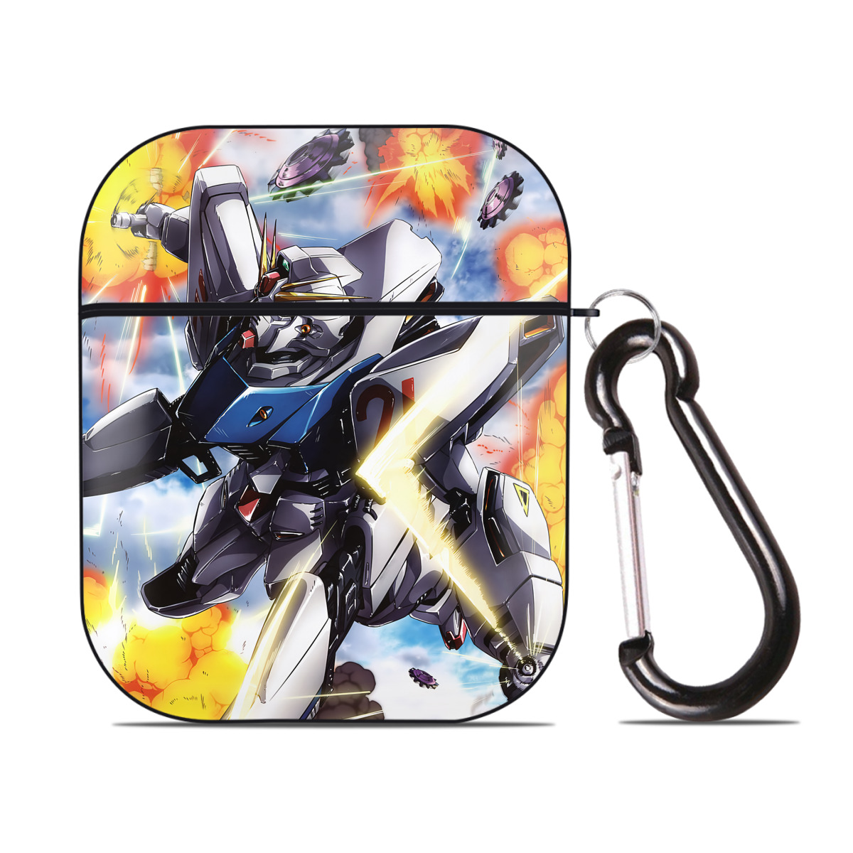 （画像用） 機動戦士ガンダム Mobile Suit Gundam AirPods 第2世代保護ケース ハードシェル ブラック 耐衝撃・防指紋・カラビナ付き