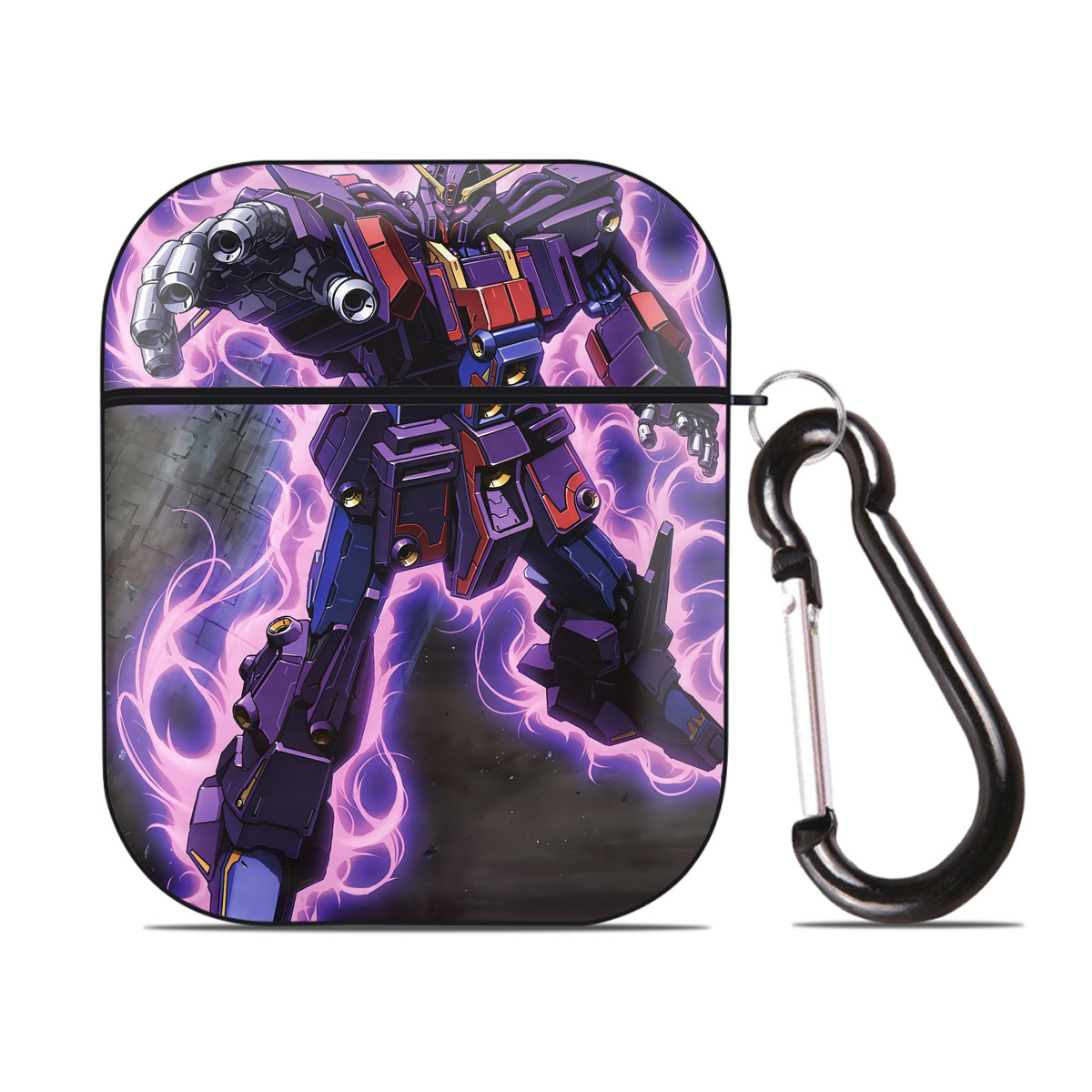 （画像用） 機動戦士ガンダム Mobile Suit Gundam AirPods 第2世代保護ケース ハードシェル ブラック 耐衝撃・防指紋・カラビナ付き