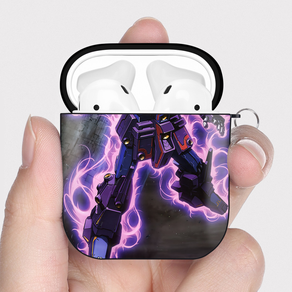 （画像用） 機動戦士ガンダム Mobile Suit Gundam AirPods 第2世代保護ケース ハードシェル ブラック 耐衝撃・防指紋・カラビナ付き