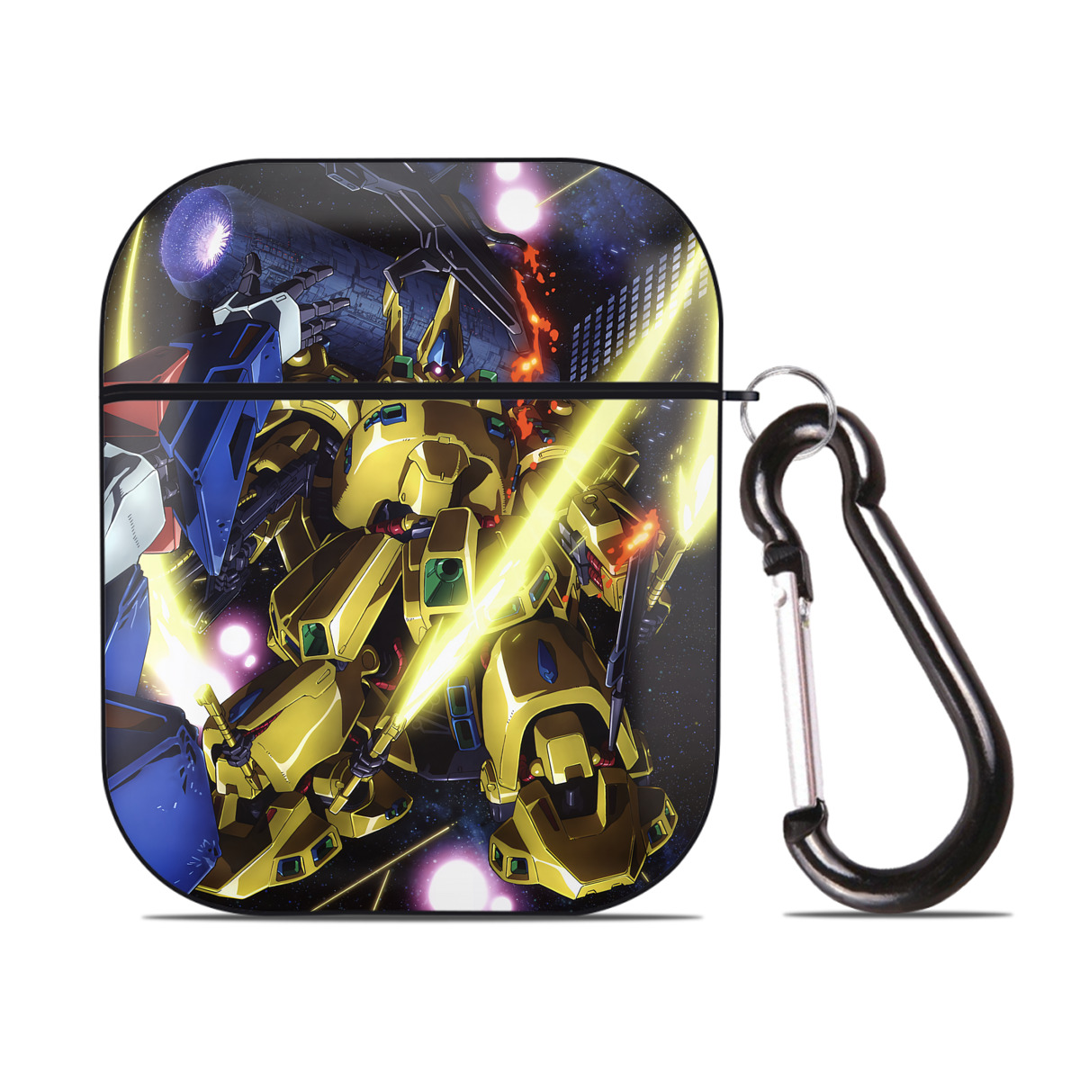 （画像用） 機動戦士ガンダム Mobile Suit Gundam AirPods 第2世代保護ケース ハードシェル ブラック 耐衝撃・防指紋・カラビナ付き