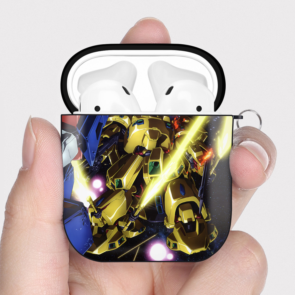 （画像用） 機動戦士ガンダム Mobile Suit Gundam AirPods 第2世代保護ケース ハードシェル ブラック 耐衝撃・防指紋・カラビナ付き