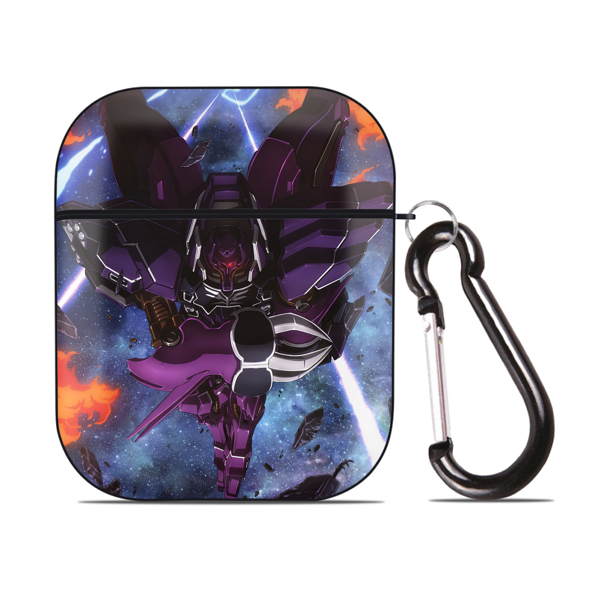 （画像用） 機動戦士ガンダム Mobile Suit Gundam AirPods 第2世代保護ケース ハードシェル ブラック 耐衝撃・防指紋・カラビナ付き