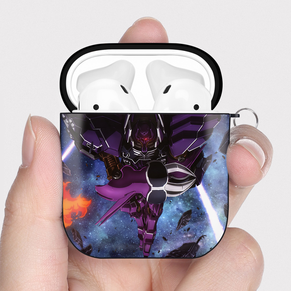 （画像用） 機動戦士ガンダム Mobile Suit Gundam AirPods 第2世代保護ケース ハードシェル ブラック 耐衝撃・防指紋・カラビナ付き