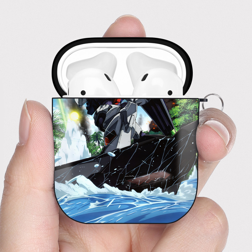 （画像用） 機動戦士ガンダム Mobile Suit Gundam AirPods 第2世代保護ケース ハードシェル ブラック 耐衝撃・防指紋・カラビナ付き