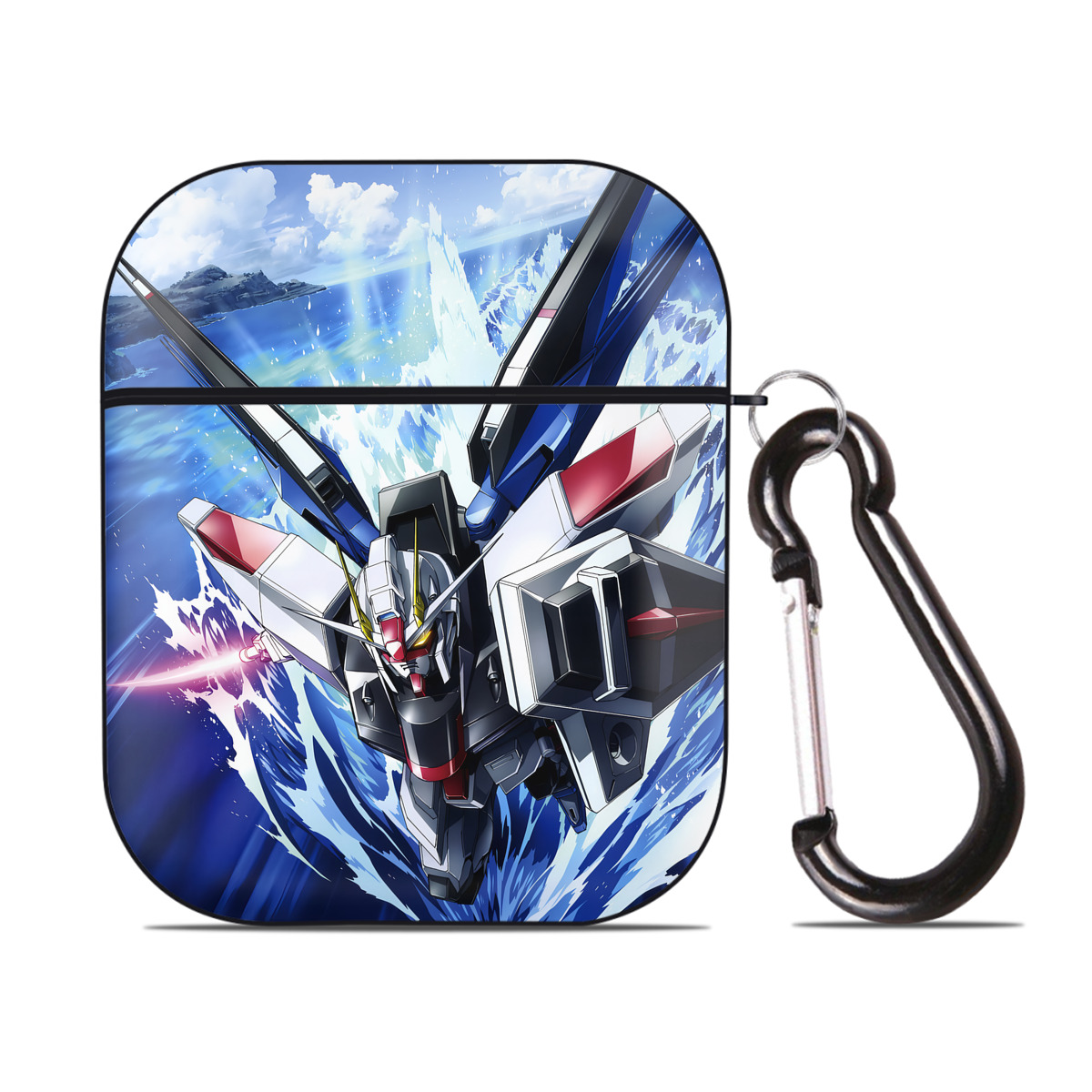 （画像用） 機動戦士ガンダム Mobile Suit Gundam AirPods 第2世代保護ケース ハードシェル ブラック 耐衝撃・防指紋・カラビナ付き