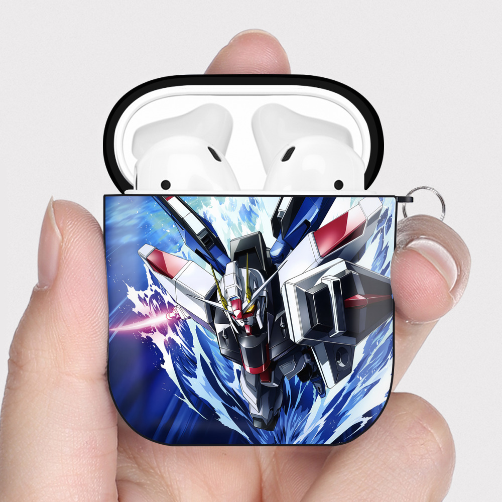 （画像用） 機動戦士ガンダム Mobile Suit Gundam AirPods 第2世代保護ケース ハードシェル ブラック 耐衝撃・防指紋・カラビナ付き