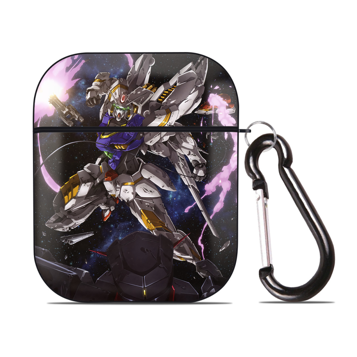 （画像用） 機動戦士ガンダム Mobile Suit Gundam AirPods 第2世代保護ケース ハードシェル ブラック 耐衝撃・防指紋・カラビナ付き