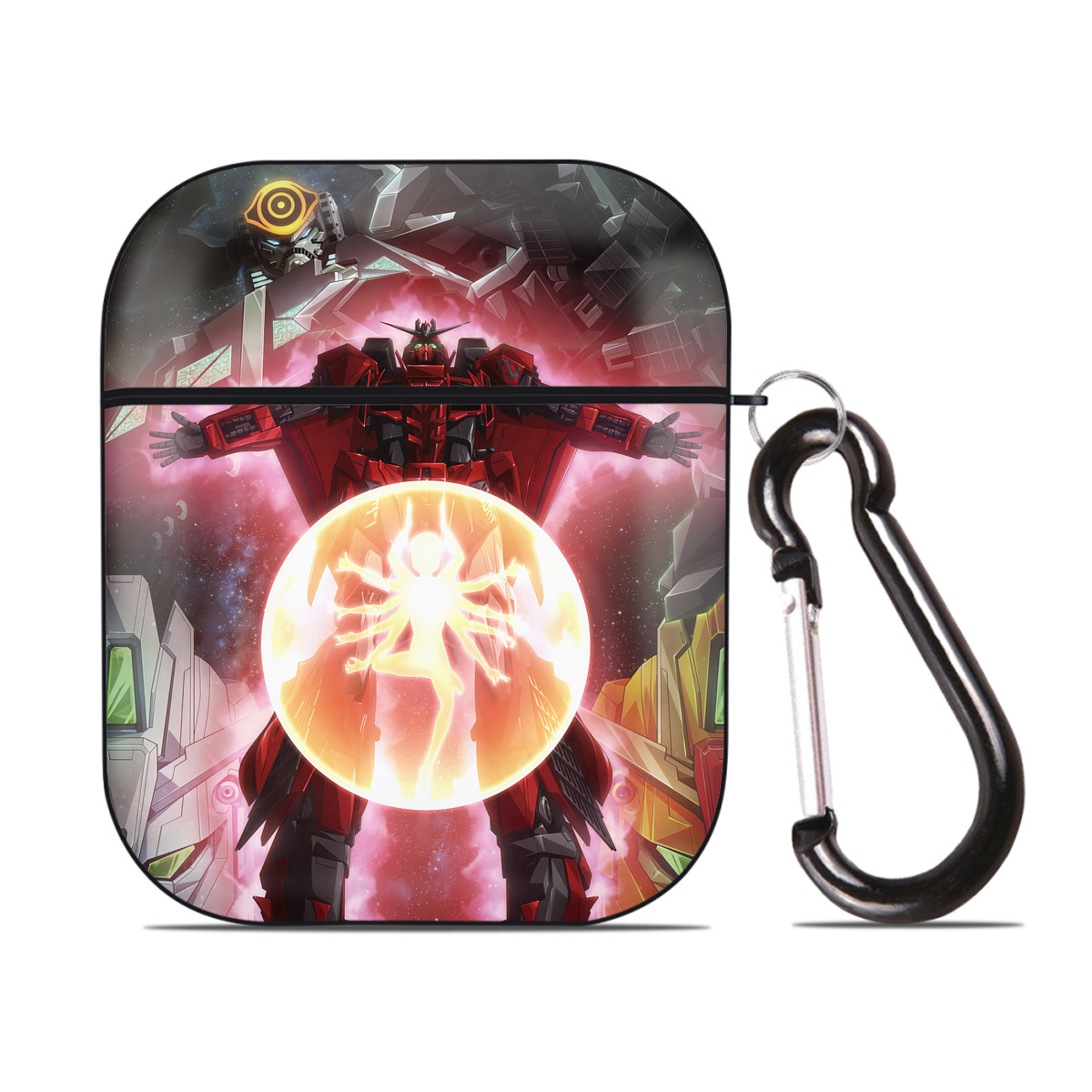 （画像用） 機動戦士ガンダム Mobile Suit Gundam AirPods 第2世代保護ケース ハードシェル ブラック 耐衝撃・防指紋・カラビナ付き