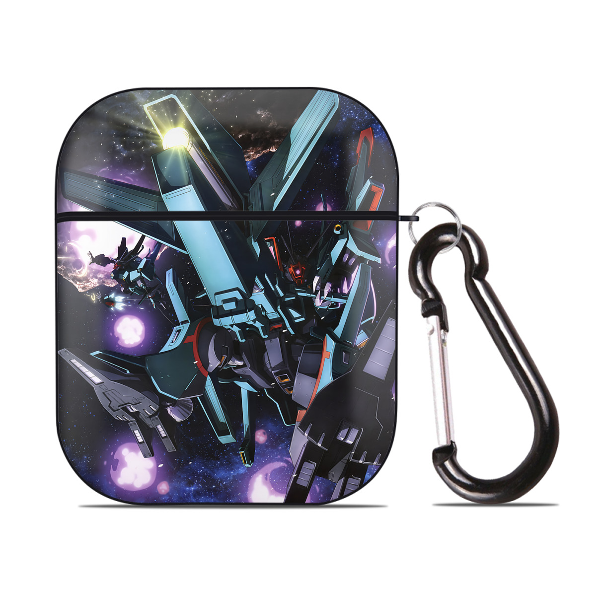（画像用） 機動戦士ガンダム Mobile Suit Gundam AirPods 第2世代保護ケース ハードシェル ブラック 耐衝撃・防指紋・カラビナ付き