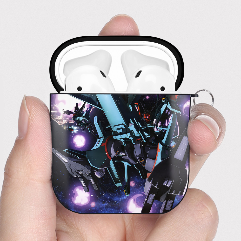 （画像用） 機動戦士ガンダム Mobile Suit Gundam AirPods 第2世代保護ケース ハードシェル ブラック 耐衝撃・防指紋・カラビナ付き