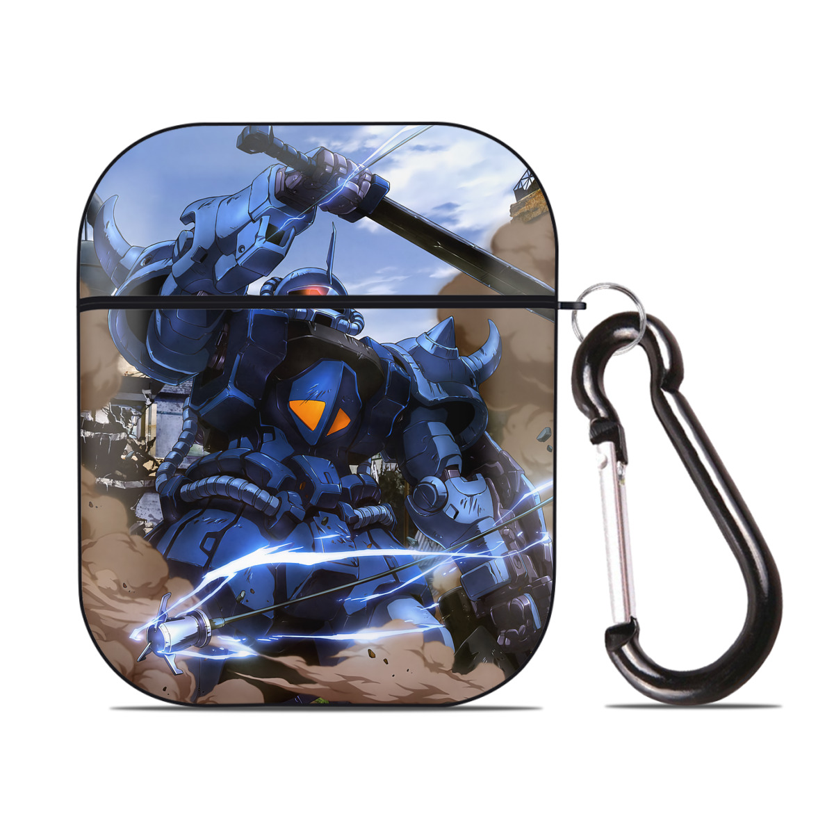 （画像用） 機動戦士ガンダム Mobile Suit Gundam AirPods 第2世代保護ケース ハードシェル ブラック 耐衝撃・防指紋・カラビナ付き