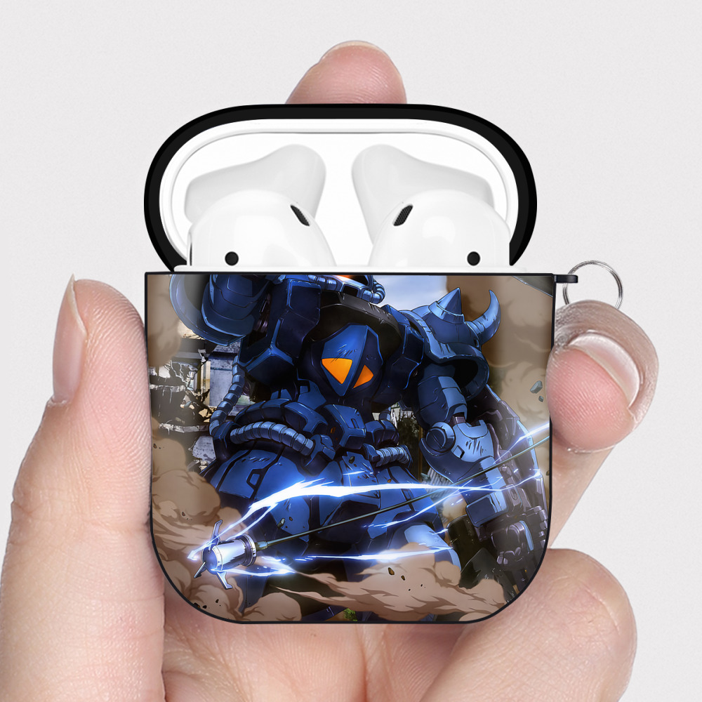 （画像用） 機動戦士ガンダム Mobile Suit Gundam AirPods 第2世代保護ケース ハードシェル ブラック 耐衝撃・防指紋・カラビナ付き