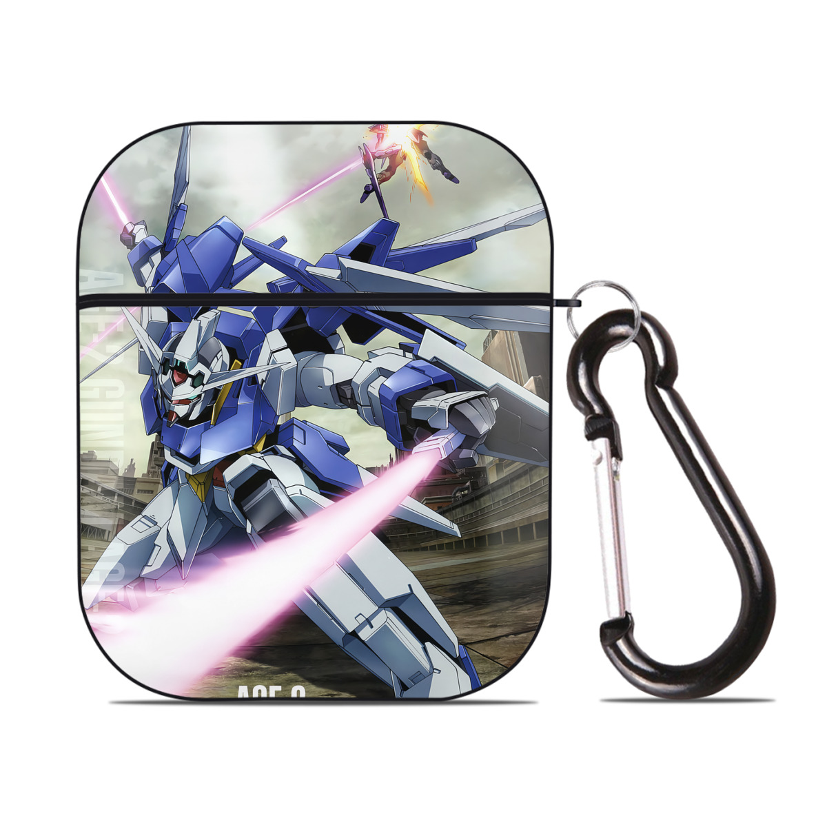 （画像用） 機動戦士ガンダム Mobile Suit Gundam AirPods 第2世代保護ケース ハードシェル ブラック 耐衝撃・防指紋・カラビナ付き